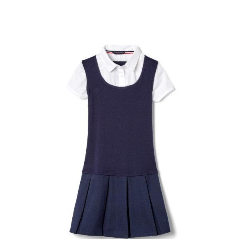 Girls French Toast Navy Blue and White Casual Dress, School Uniform Size S